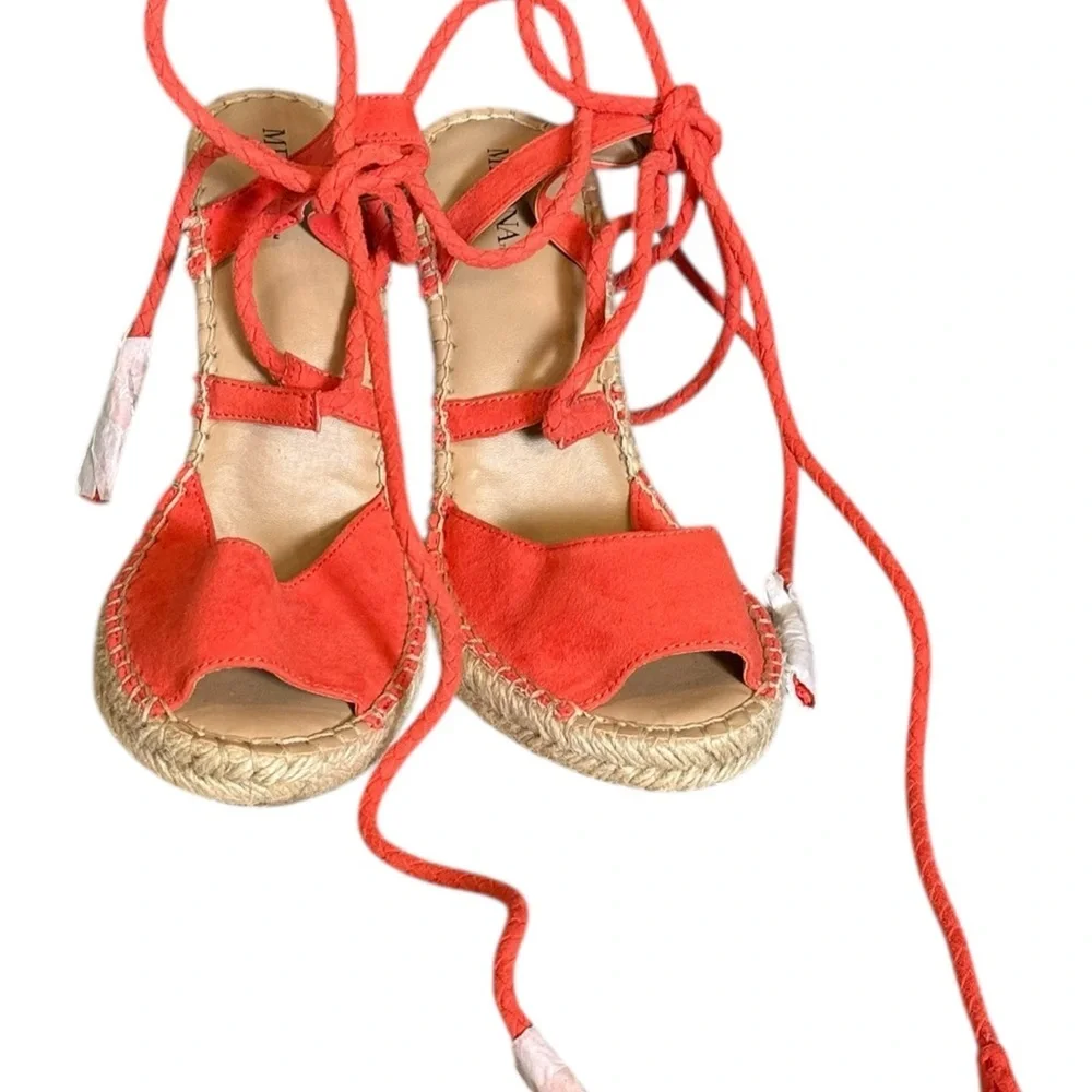 Merona Coral Suede Espadrille Wedge Sandals Size 6.5 NEW